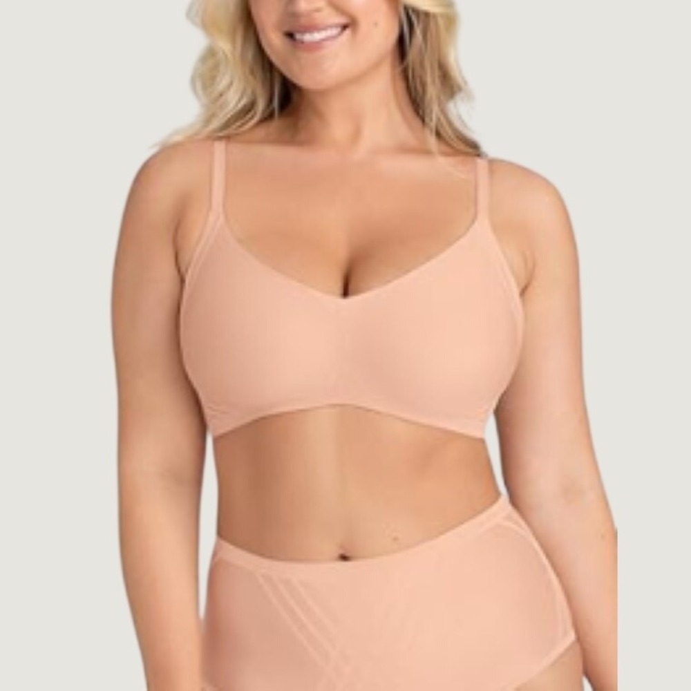 Honeylove Silhouette Wireless Bra Womens Size Medium Beige Supportive Minimalist